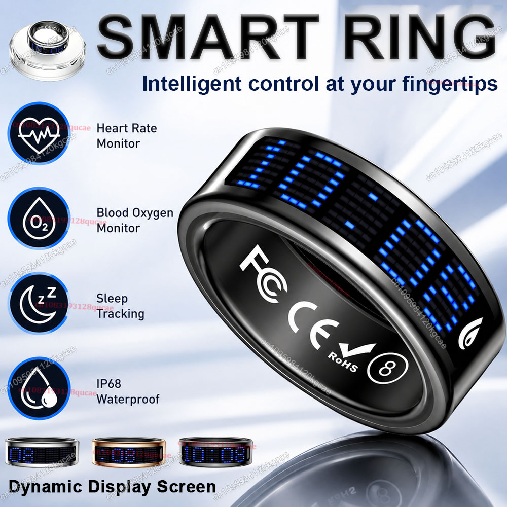 Health Monitors - Smart Ring Display Screen Touch Incaming