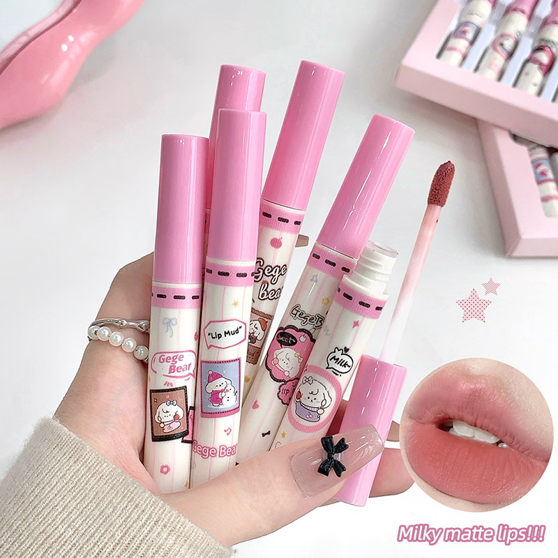 Gege Bear 6PC Velvet Lip Mud S - Matte Velvet Lip Tint Long Lasting review and price