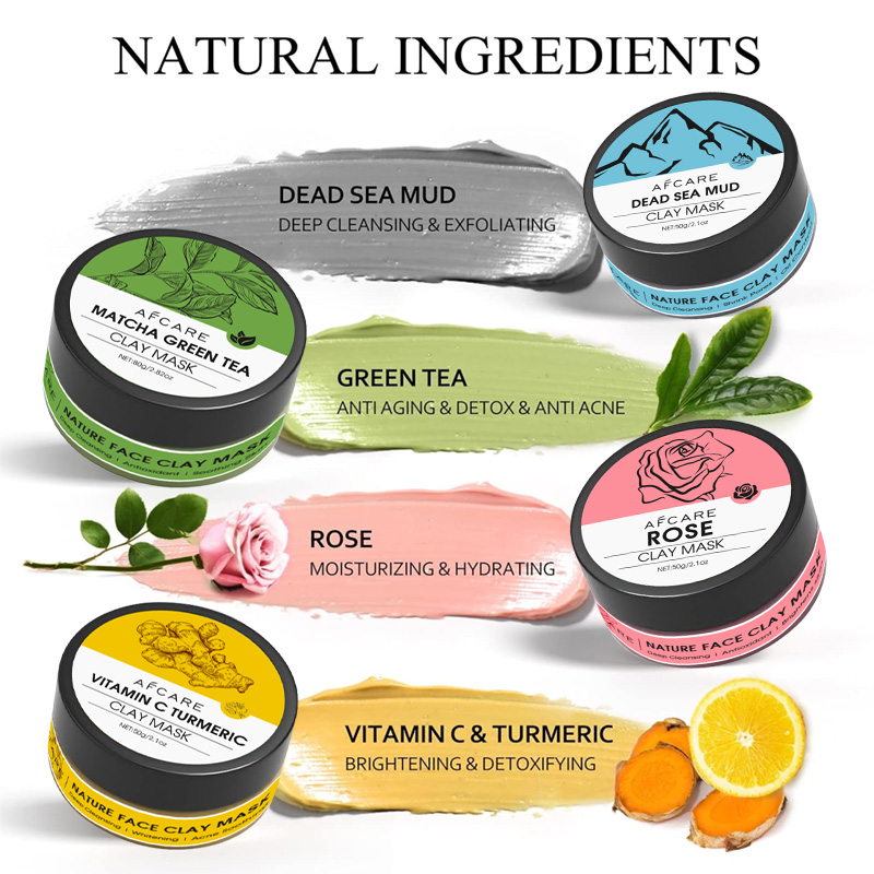 4 Pcs Clay Facial Mask Set Tur - Green Tea Cleansing Clay Mask review and price