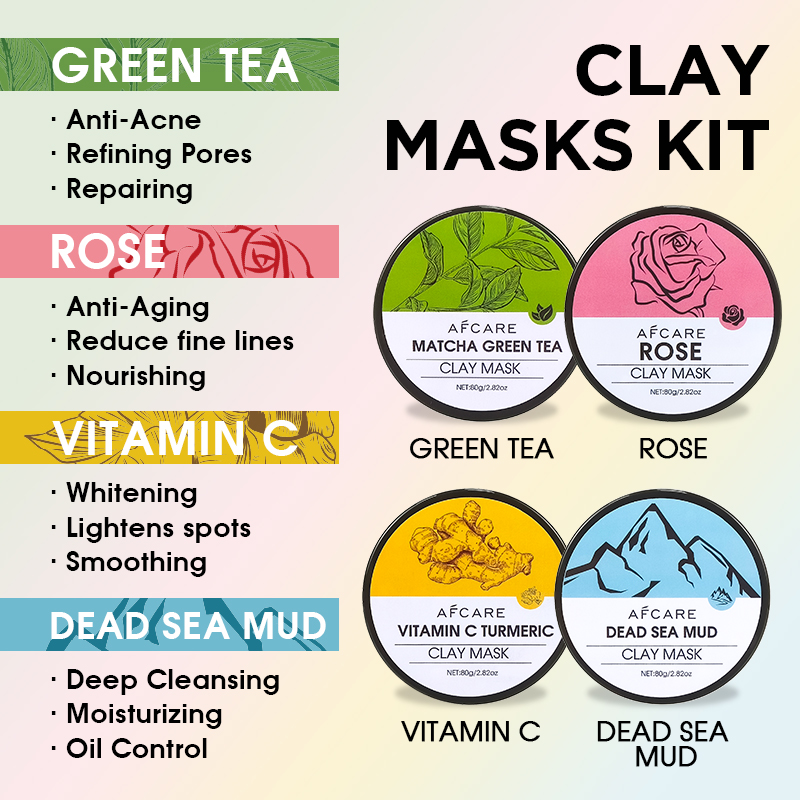 4 Pcs Clay Face Mask Set - Tur - Green Tea Cleansing Clay Mask review and price