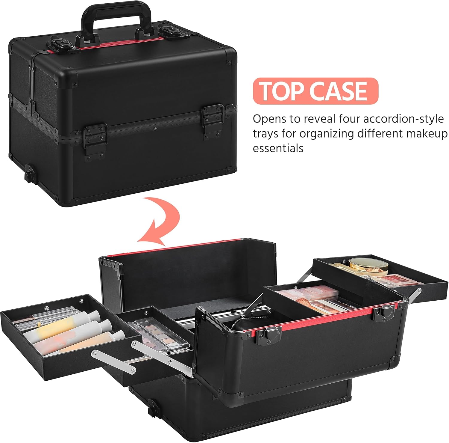 Black 4‑in‑1 Lockable Rolling  - Makeup review and price