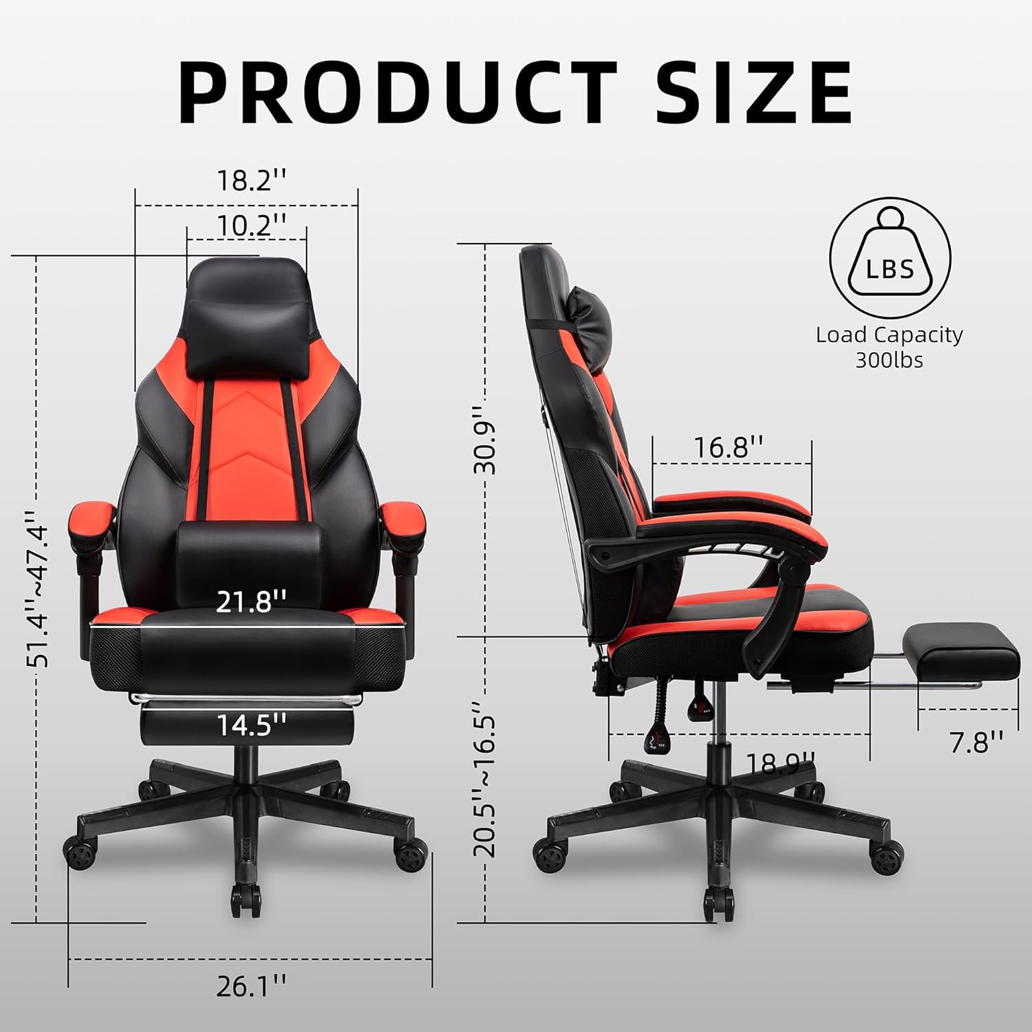 Gaming Chair with Footrest, Ma - Massage review and price
