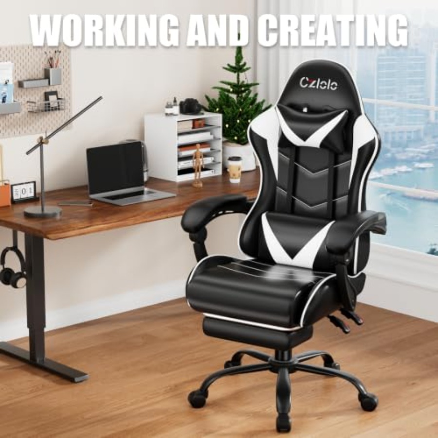 Gaming Chair with Footrest, Ra - Massage review and price
