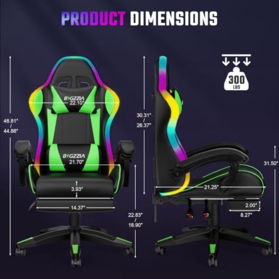 RGB gaming chair with footrest - Massage review and price