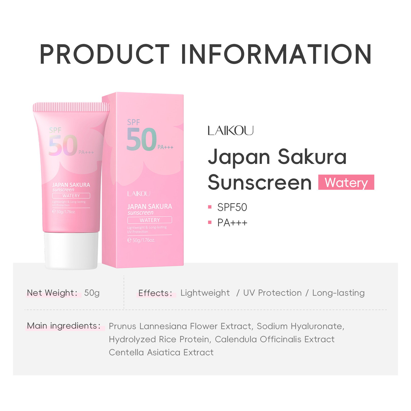 LAIKOU Sakura SPF50 PA+++ Faci - Spf 50 Waterproof Sunscreen review and price
